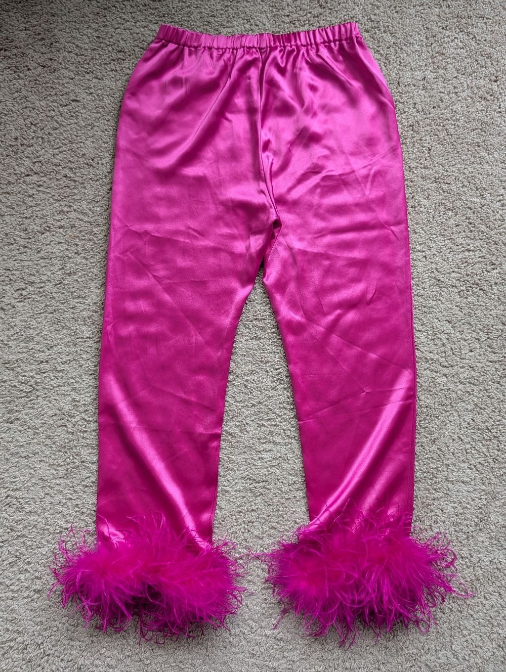 Fashion Nova Luxe Womens Pink Destiny Satin Feather High Rise Pants Size Medium - Picture 4 of 11